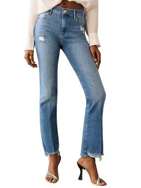 Frame Le High Straight Laskey Rips Jeans